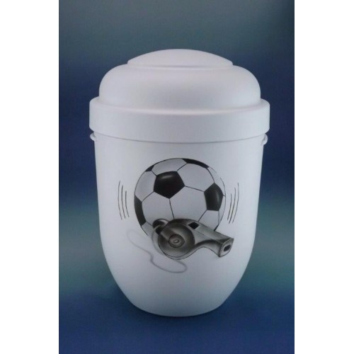 Hand Painted Biodegradable Cremation Ashes Funeral Urn / Casket - Final Whistle (Sport / Football)